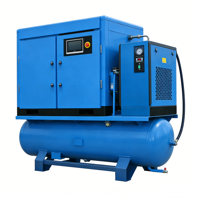 11Kw Rotary Screw Air Compressor 10HP 7.5KW 4-in-1 Portable Screw Compressor Pump with Bearing