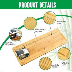 <span class=keywords><strong>Kit</strong></span> de planche à découper pour poisson en bambou, antidérapant, avec planche de <span class=keywords><strong>mesure</strong></span>, couteau, pince, aiguiseur et gants - Product Image 2