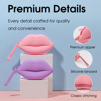 Organisateur de cosmétiques en silicone en forme de lèvres, trousse de maquillage mignonne, sac de rangement personnalisé à faible MOQ, organiseur de toilette de voyage moyen pour femmes