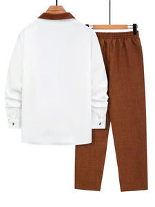 Completo Moderno con Blazer e Pantaloni con Colletto <span class=keywords><strong>a</strong></span> Contrasto in Misto Lino Premium, Abito Casual da Cerimonia in Due Pezzi per Uomo - Product Image 2