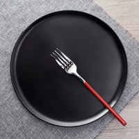 Assiette plate en porcelaine noire personnalisée avec logo, 20 cm, 26 cm, 30 cm, vente en gros