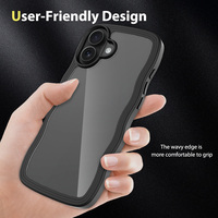 Pour iPhone 16 Plus Transparent Acrylique Retour Vague Motif Cadre Anti-chute Téléphone étui pour iphone 16e 16 Pro 16 Pro Max 16 Plus
