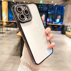 Penutup Belakang Ponsel Berkilau Berkilau untuk Iphone 14 Pro Max Casing Ponsel Bertatahkan Berlian Mewah Bling untuk Iphone 14 13 12