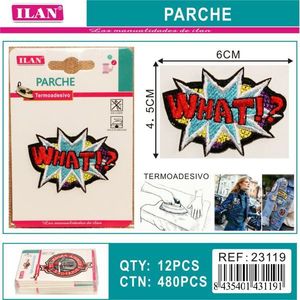 Patch Ilan 4,5x6 cm con design a esclamazione termoadesivo per abbigliamento e borse - Product Image 1