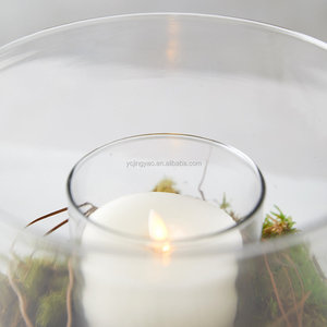Soplado a mano claro borosilicato doble <span class=keywords><strong>pared</strong></span> cilindro vidrio té luz candelabros - Product Image 2