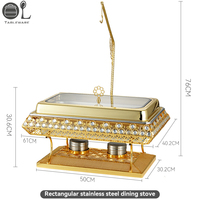 Meilleure vente Plateau de chauffe-plats en acier inoxydable 9L Réchaud à repas doré pour hôtels restaurants pour chauffe-alcool Moyen-Orient Europe