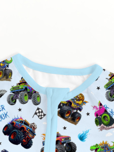 Miozing Monster Truck Racing Soft Bamboo Baby Sleeper Two-way Zipper Romper Breathable Cozy Sleepwear untuk Bayi Tersedia di Stok - Product Image 5