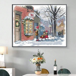 Kit de broderie au point de croix, série de Noël, paysage, vœux de Noël, salon, broderie à la main, peinture décorative, cadeau - Product Image 4