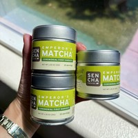 Boîtes à matcha rondes personnalisées en gros, en fer blanc de qualité supérieure, hermétiques et anti-lumière, pour coffrets cadeaux de matcha, emballages réutilisables