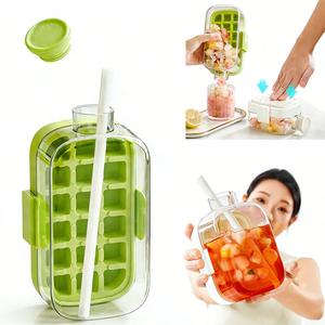 Bottiglia Refrigerante 2in1 Stampo Palline Ghiaccio Formine Ghiaccio per Bevande Fredde Americano con Coperchio Canna Portacordi - Product Image 1