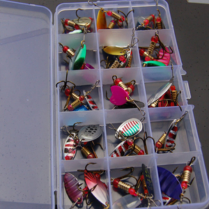 Leurres de pêche artificiels en métal dur pour l'eau salée, cuillère à paillettes, pour bar, spinnerbait, avec boîte, 30 pièces, Offre Spéciale - Product Image 1