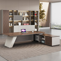 Bureau de direction en plastique LBZ-123X, design en forme de L avec armoire de rangement, bureau d'ordinateur moderne haut de gamme pour patron