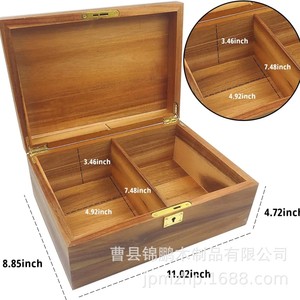 Jewelry <b>Box</b> Wooden Storage <b>Box</b> 11.02x8.85x4.72inch <b>Lockable</b> With Dividers For Organizing Accessories - Product Image 1