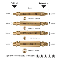 Goujon de nitruration de placage de titane endommagé 4341 HSS, tête cassée, boulon, extracteur de vis, Kit d'extraction, ensemble d'outils 4 pièces
