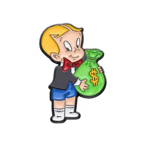 Dibujos animados Richie Rich dibujos animados esmalte pines dinero bolsa lindo broche solapa Pin accesorios insignia en mochila ropa venta al por mayor Pin regalo