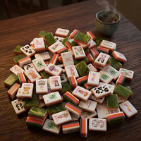 Ubin Mahjong Akrilik Motif Satwa Liar, Ubin Permainan Mahjong Amerika, dan Alas Mahjong Bermotif Satwa Liar