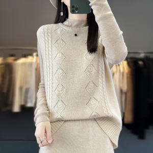 <span class=keywords><strong>Gilet</strong></span> maglione in lana 100% mercerizzata a maglia con motivo mezzo collo alto da <span class=keywords><strong>donna</strong></span> - Product Image 6