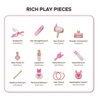 Table de maquillage rose en bois pour enfants avec tabouret, jeu d'imitation, coiffeuse jouet pour filles, ensemble de jeu éducatif de salon de beauté
