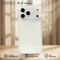 Coque de téléphone transparente brillante en cristal, coque rigide transparente anti-UV, conception de logo personnalisé OEM ODM, coque de téléphone légère de 1,7 mm, vente en gros