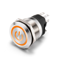 Bouton-poussoir momentané en acier inoxydable 16mm 19mm 22mm 5A IP65 pour unité de convoyeur à rouleaux