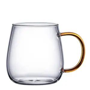 סיטונאי מותאם אישית עיצוב נורדי קיר יחיד לשתות מים חלב תה כוסות ספלי קפה מזכוכית עם ידית כדור