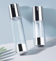 Botol plastik Mini buram 15ml, wadah penyimpanan kosmetik kosong pompa Lotion dapat diisi ulang portabel tanpa udara ukuran perjalanan