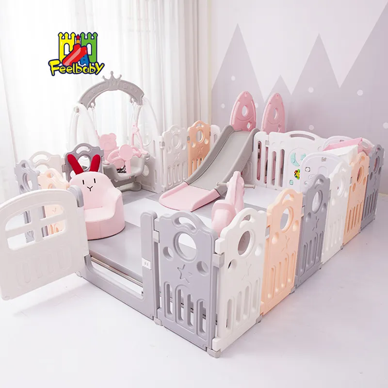 Plástico Dobrável Novo Design para Venda Baby Playpen Feelbaby Popular Indoor Contemporâneo Plastic Baby Tendência Playpen Tamanho Grande