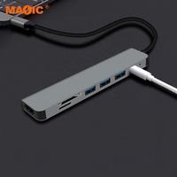 Concentrateur USB 7 en 1, adaptateur Type C 4K 30Hz, répartiteur 1 PD, station d'accueil pour ordinateur portable PC