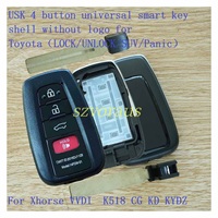 Coque de clé intelligente universelle USK à 4 boutons sans logo pour Toyota (VERROUILLAGE/DÉVERROUILLAGE/SUV/Panique)
