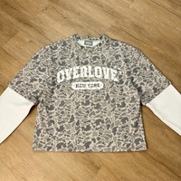 T-shirt à manches longues en coton lourd à double couche en tricot gaufré camouflage à épaules tombantes personnalisé Topshow pour hommes