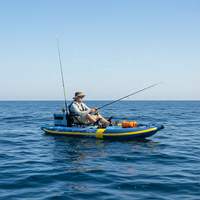 Bateau de pêche gonflable ESUP ultra stable avec 2 porte-cannes et sac à roulettes, portable et pliable, pour sports nautiques