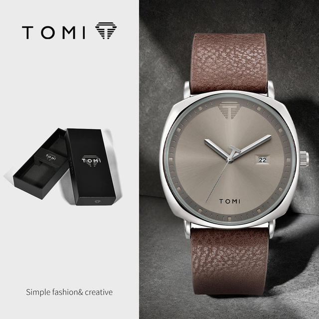 Tomi T044 New Quartz Movement Watch Waterproof Auto Date Clock Luxury Gift Box Men's Style Wrist Watch for Men Montre Pour Homme