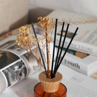 Ensemble de bâtonnets diffuseurs en rotin et fibre avec fleur en bois Sola, parfum d'ambiance longue durée, ornement décoratif pour la maison