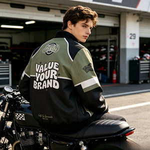 Chaqueta de Motociclismo ODM Block Racing Unisex, Cuello Largo, Chaqueta de Motociclista con Logotipo Personalizado Bordado e Impreso, Moda para Clubes de Carreras - Product Image 4