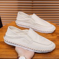 Mules en toile grises pour hommes – Modèle à enfiler, respirantes et légères, chaussures d'été avec semelle texturée en caoutchouc blanc