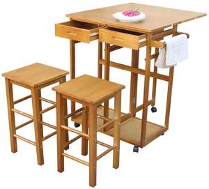 Combohome mutfak ada market arabası katlanır yemek sepeti tekerlekler kat masa ve <span class=keywords><strong>2</strong></span> kare tabureler ile sandalye seti - Product Image 5