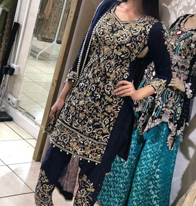 Kurta y pantalón bordado pesado indio/paquistaní 2019 vestido de fiesta de boda para mujer de talla grande vestido de mujer - Product Image 3