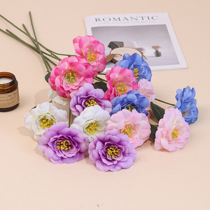 Flores Artificiales de Seda, Hibisco de 3 Cabezas, Hechas a Mano, Tacto Natural Real, Larga Duración (3-5 Años), Decoración para San Valentín, Bodas y Hogar - Product Image 3