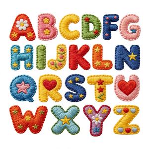 Patchs en chenille brodés personnalisés et écologiques pour vêtements, thermocollants, en PU, avec décoration en dentelle - Product Image 1