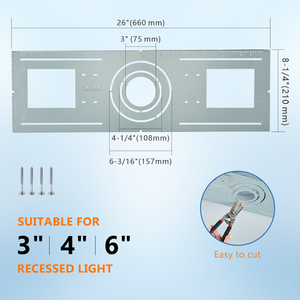 Disponibilità USA: Placche di Montaggio Piatte Rotonde Sottili da 3'', 4'', 6'' per Faretti da Incasso, per Nuova Costruzione, Staffe per Faretti - Product Image 6