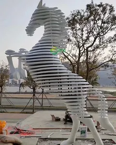 Personalizzato moderno a grandezza naturale paesaggio decorativo grande statua astratta in acciaio inossidabile bianco grande scultura cavallo