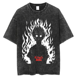Camiseta de Manga Corta con Estampado de Dibujos Animados, Estilo Vintage Lavado, para Hombre, <span class=keywords><strong>Mob</strong></span> <span class=keywords><strong>Psycho</strong></span> <span class=keywords><strong>100</strong></span>, Marca de Moda Urbana, Algodón Puro, Corte Holgado - Product Image 5