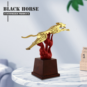 Trophée personnalisé du signe du zodiaque, chien porte-bonheur, gravé au laser, alliage doré, base en <span class=keywords><strong>bois</strong></span>, <span class=keywords><strong>statue</strong></span> durable, 190 mm, sérigraphie <span class=keywords><strong>pour</strong></span> promotion - Product Image 4