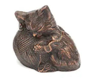 Kitty topu Pet kremasyon külleri Urn için Pet külleri antika bakır-radiance pirinç renkli melek kedi Urn