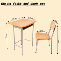 Bureau et chaise d'école individuels modernes, modèle étudiant, table et chaise en bois pour collège, provenant de fournisseurs de mobilier scolaire
