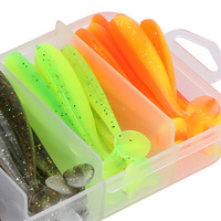 Boîte de 50 leurres de pêche en silicone/PVC souples multicolores pour la rivière et le lac.
