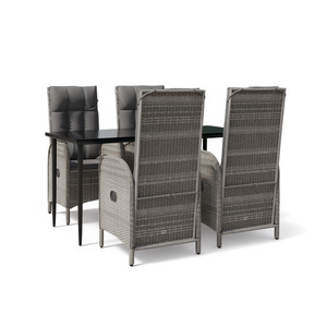 Set da Pranzo da Giardino Grigio per 4 Persone, Arredamento Esterno Contemporaneo con Telaio in Acciaio Resistente alle Intemperie - Product Image 1