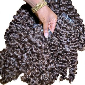 Extensions de cheveux vierges pour tissage, teinture et décoloration en blond, double trame, cheveux humains bruts naturels birmans bouclés/ondulés en lots - Product Image 3