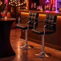 ST-8106B Tabourets de bar modernes en cuir PU de luxe avec base métallique de couleur personnalisée, pivotants et réglables, avec accoudoirs, pour salle à manger et bar à domicile