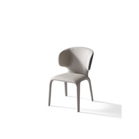 Chaise de salle à manger moderne en microfibre et cuir PU gris mat avec pieds en métal, chaises rembourrées et capitonnées
